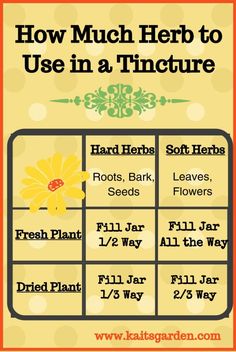 how much herbs to use in a tincture? info sheet for the garden