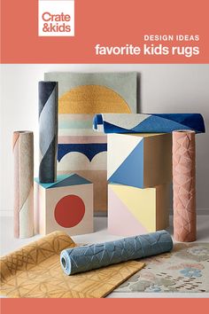 the cover of an article about rugs and carpets in various colors, shapes and sizes