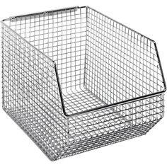 a metal wire basket on a white background