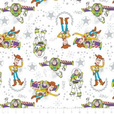 the buzz lightyear toy story characters on white fabric