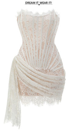 Prepare to wow with our fabulous range of occasion dresses, perfectly suited for all your special events. Corset Dress White Lace, Fancy Corset Dress, White Lace Corset Outfit, Lace Corset Outfit, After Wedding Party Dresses, Corset Dress White, Early Spring Outfits Casual, Draped Corset, White Corset Dress