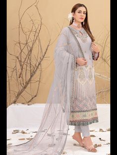 Beige Georgette Pant Suit 189580 Indian Party Gowns, Anarkali Dress Indian, Bollywood Anarkali, Dress Anarkali, Indian Suits For Women, Full Sleeve Top, Indian Anarkali, Party Wear Gown, Georgette Tops