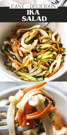 Chilled Japanese ika salad is a flavorful combination of tender squid, crunchy cucumber and carrots, and a simple vinegar soy dressing that is deliciously tangy and irresistible! This recipe is quick and nearly effortless to put together for a refreshing summertime side dish or light lunch.