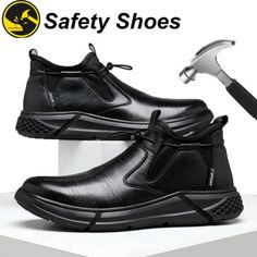 Top Rated Mens Waterproof Work Boots Steel Toe Safety Shoes Indestructible Non Slip Boots, Mens boots Black Waterproof Boots With Protective Metal Feet For Safety, Safety Black Waterproof Boots With Round Toe, Black Safety Boots With Protective Metal Feet, Black Waterproof Safety Boots With Round Toe, Slip-resistant Closed Toe Walking Boots, Slip-resistant Closed Toe Boots For Walking, Waterproof Boots With Metal Feet For Walking, Waterproof Boots With Protective Metal Feet For Walking, Functional Round Toe Boots With Protective Feet