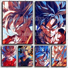 dragon ball wall art prints set of 4, 8x10 or 24x36