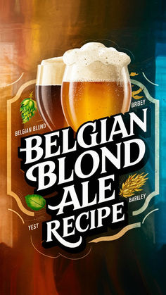 a poster with beer glasses and the words belgan blond ale recipe on it's side