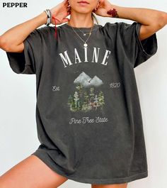 This Maine Pine Tree State comfort colors shirt is super soft and cozy. Perfect to lounge around, run errands, or walk your dog. ABOUT THIS SHIRT   ∙ Shirt is UNISEX and runs slightly large for ladies (For a relaxed fit, I suggest your usual size. For an oversized fit, I suggest sizing up 1 to 2 sizes.) ∙ 100% ring spun medium-weight cotton (soft-washed and garment-dyed) ∙ Colors may vary based on your monitor/screen display or lighting CARE INSTRUCTIONS ∙ Machine wash inside out in cold water ∙ Fangorn Forest, Zion Park, Retro Mountain, National Park Shirt, Crewneck Vintage, Comfort Colors Tshirt, Comfort Colors Shirt, Comfort Colors Tee, Comfort Color