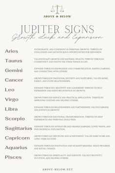 Astrology chart explaining how Jupiter placements affect luck and growth for each zodiac sign. Jupiter 12th House, Astrology Jupiter, Jupiter Astrology, Astrology Notes, Astrology Journal, Jupiter Sign, Leo Sun Scorpio Moon, My Birth Chart