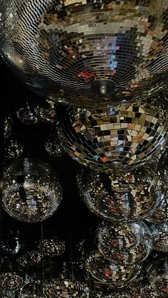 many disco balls are stacked on top of each other