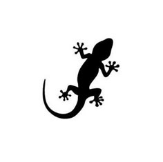 a black and white silhouette of a lizard