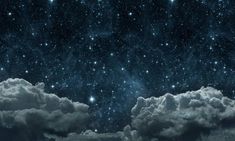 the night sky is filled with stars and clouds