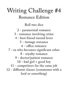 the writing challenge 4 for romance