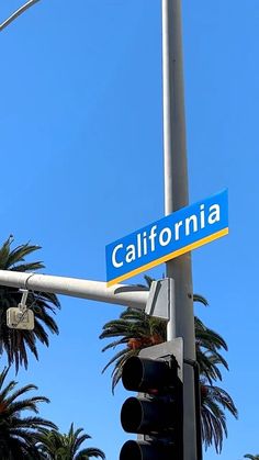 a street light with the word california on it