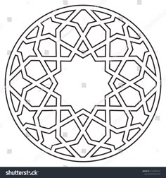 an intricate design in the shape of a circle on a white background, with black lines