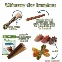 an info sheet describing how to use whimzees for hamster's