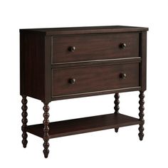 a dark wood dresser with two drawers