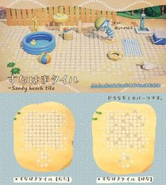 an advertisement for the sandy beach tile company in japan, and another advertises it