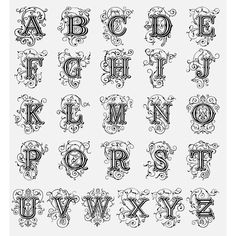 an old fashioned alphabet with swirls and scrolls