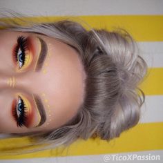 Sunkissed yellow and sunburnt red, full contour burning man festival styled Drag Make-up, Rave Makeup, Smink Inspiration, Beauty Make-up, Makijaż Smokey Eye, Colorful Eye Makeup, Makeup Eye Looks