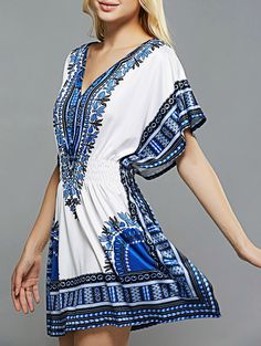 Mini Dresses | Totem Print Ethnic Style Shirred Waist Dress #summer #fashion #print #dress Shirred Waist Dress, Pin Up Outfits, Mini Dresses Online, Native American Fashion, Love Clothing, Ethnic Style, Women Shirts Blouse, Mini Shift Dress, Latest Outfits