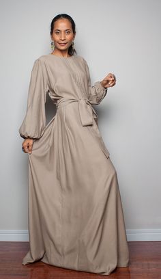 Maxi Dress With Long Sleeves Latte Evening Dress Joy by Nuichan, $75.00 Formal Day Dress, Islamic Dresses, Maxi Dress With Long Sleeves, Modest Apparel, Simply Fashion, Diva Style, Heel Accessories, Dream Closets