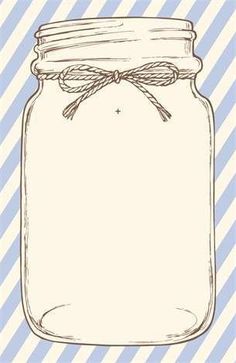 a drawing of a mason jar with a rope on the top and an empty bottle below it