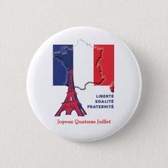 a button with the eiffel tower in france on it's back side