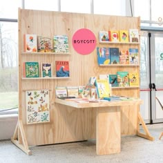 the children's book display is made from plywood