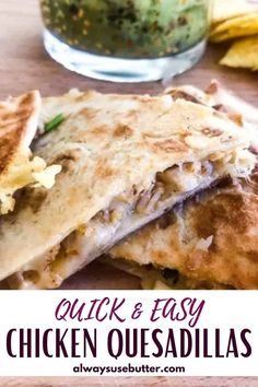 Quick and Easy Chicken Quesadillas Pinterest Image Best Chicken Quesadillas, Easy Chicken Quesadillas, Meze Recipes, Easy Main Course Recipes, Quick Easy Chicken, Savory Snack Recipes, Recipes Using Rotisserie Chicken, Cheese Quesadillas, Homemade Seasoning