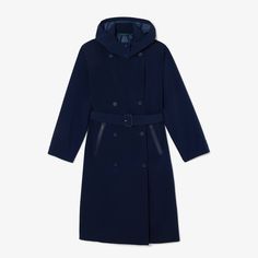 Free yourself with this chic and emblematic trench coat. Extremely stylish, generously proportioned, undeniably Lacoste. Chic Raincoat For Workwear, Elegant Solid Color Fall Raincoat, Elegant Raincoat For Workwear In Fall, Elegant Long Raincoat For Fall, Elegant Long Winter Raincoat, Elegant Long Fall Raincoat, Elegant Hooded Pea Coat For Work, Elegant Winter Workwear Raincoat, Elegant Fall Raincoat