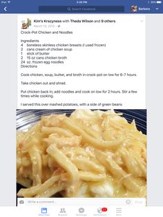 the food is being displayed on the facebook page