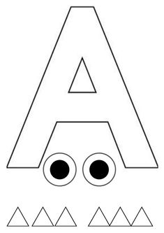 the letter a is for eyes coloring page with an uppercase and lowercase letters