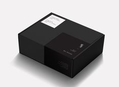 a black box with a white label on it