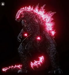 the godzilla is glowing red and it appears to be looking like he's from godzilla