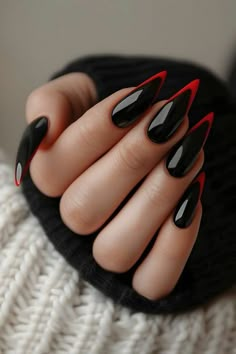 Fun Halloween Nails, Witch Nails, Gothic Nails, Goth Nails, Red Nail, Chic Nails, Dope Nails