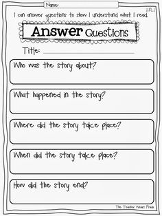 an answer sheet for the story