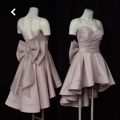 Junior Formal Dresses, Satin Homecoming Dress, Prom Dresses Modest, Pink Dresses, Short Cocktail Dress, Bow Back, Hoco Dresses