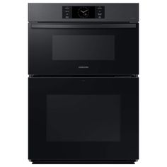 two black ovens side by side on a white background