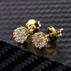 Brand New Men's Gold Diamond Stud Earrings 18k Gold Plated 925 Sterling Silver (Stamped) Genuine 2ct Lab Created Brilliant Cut Diamonds Measurements 10mm X 7mm Retail Price $350 Buy With Confidence From A Trusted Seller W/ A 99%+ Feedback Rating! *Also Available In Silver & Rose Gold A0391 (Id-337-) Mens Earrings Studs Diamonds, Gold Cluster Earrings With Vvs Clarity Cubic Zirconia, Gold Cubic Zirconia Cluster Earrings With Vvs Clarity, Gold Cluster Earrings With High Clarity Cubic Zirconia, Guys Jewelry, Gold Diamond Stud Earrings, Mens Earrings Studs, Titanium Rings For Men, Gold Diamond Earrings Studs