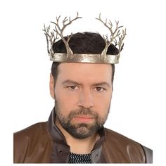 "Buy the Adult Crown of Branches at Michaels. com. Sit proudly on the throne with our Crown of Branches. This lightweight gold crown is decorated with detailed branches and makes you look like royalty. Match this with any king or queen costume. Sit proudly on the throne with our Crown of Branches. This lightweight gold crown is decorated with detailed branches and makes you look like royalty. Match this with any king or queen costume. Details: Gold colored 5\" x 9\" x 9\" One size fits most teen Crown Men, Halloween Crown, Fantasy Crown, Royal Costume, Headpiece Accessories, Diy Crown, King Or Queen, Chic Halloween, Queen Costume