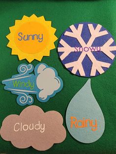 some stickers that are sitting on top of a green surface with snowflakes