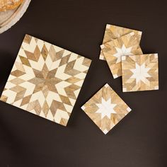 Bring a bit of patchwork chic to your table with this gorgeous wood and resin trivet and coaster set! Carefully-crafted mango wood and resin will help protect your surfaces from heat and spills. Includes set of 4 coasters and trivet Trivet measures 8" x 8" x .5" Coasters measure 4" x 4" x .5" Mango wood and resin Each Shopping Gifts, Wood And Resin, Start Saving Money, Wood Coasters, Trivets, Mango Wood, Coaster Set, Wood Grain, Decorating Your Home