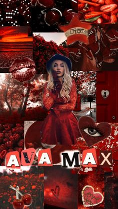 a collage of images with the words xama in red and white letters on them