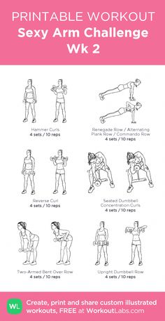 the printable workout poster shows how to do an arm challenge for women and men