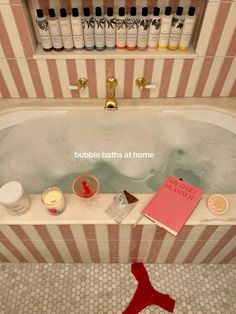 a bathtub filled with lots of different types of items