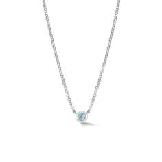 Perfect worn alone or with layered up with other jewellery, this dainty sterling silver round Dewdrop pendant is set with a 4mm aquamarine and suspended on fine belcher chain. The necklace is finished with our signature quatrefoil lobster catch. Stone size - 4mm. Dower & Hall designs their jewellery to be worn and treasured. Here are a few simple guidelines to keep your jewellery looking its best: Perfume, skin and hair products can all react with silver causing it to tarnish, cause vermeil to erode and even damage stones – especially pearls. Always apply your products before putting on your jewellery and leave for a few minutes to be absorbed by the skin. Avoid spraying perfume or hairspray directly onto your jewellery. Vermeil is a layer of fine 18ct gold, plated on top of silver. As thi Simple Silver Necklace, Belcher Chain, August Birthstone Jewelry, July Birthstone Jewelry, Vermeil Jewelry, Jewelry Ring Box, Pearl Jewellery Earrings, Solid Gold Jewelry, Men's Jewelry Rings