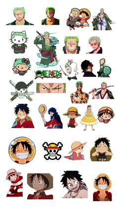 the many avatars of one piece characters are shown in this image, and there is also