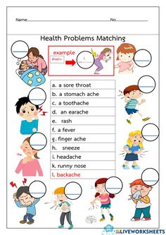 a worksheet for children to learn how to say the word health problems