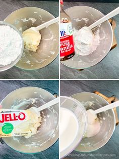 four pictures showing how to make jello