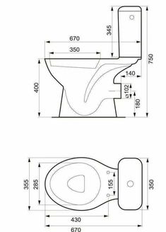 an image of a toilet with measurements for the seat and back side, as shown in this